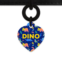 Bailey And Bone Pet Tag Heart / Black Cute Dinosaur Pattern Pet Tag