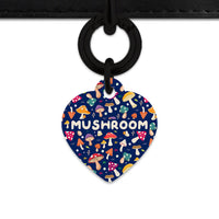 Bailey And Bone Pet Tag Heart / Black Garden Mushrooms Pet Tag