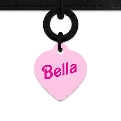 Bailey And Bone Pet Tag Heart / Black Light Pink Barbie Pet Tag