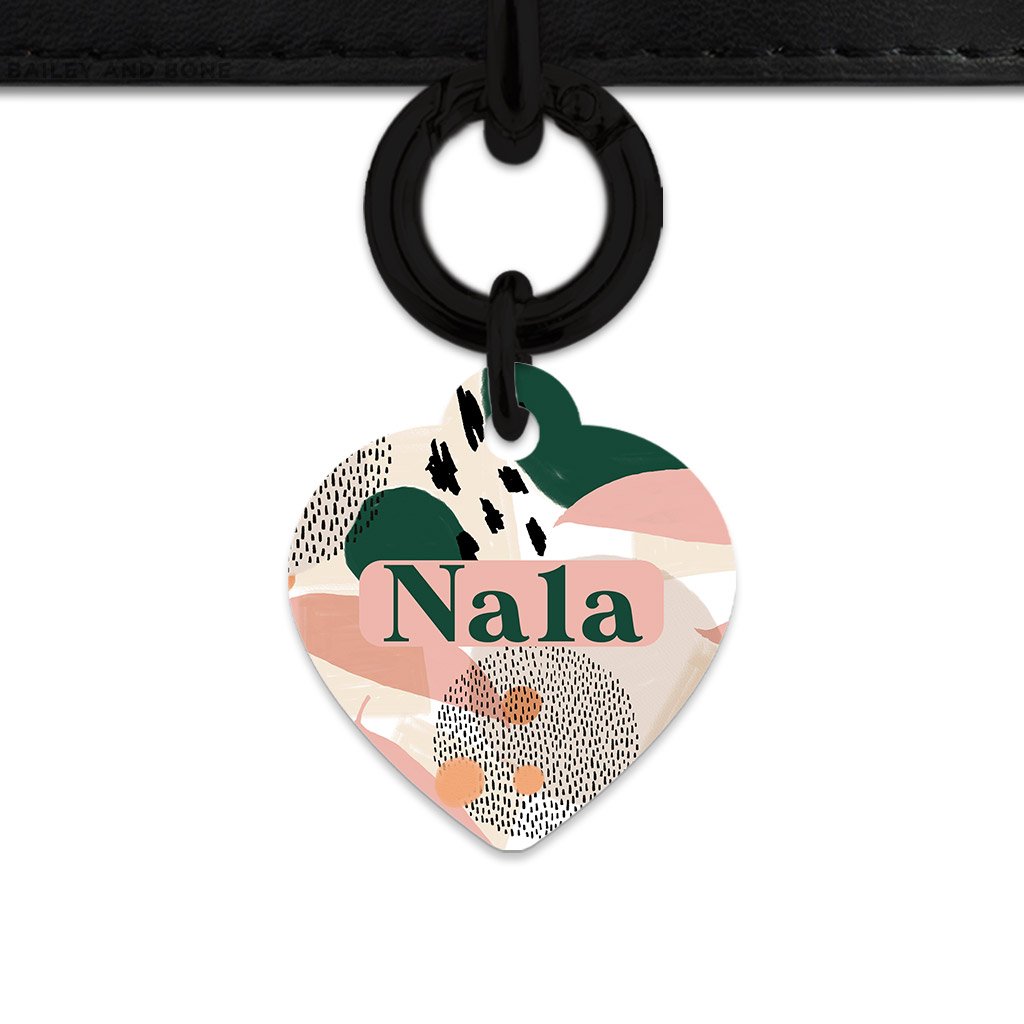 Bailey And Bone Pet Tag Heart / Black Pastel Abstract Pet Tag