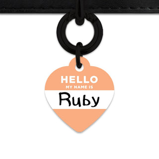 Bailey And Bone Pet Tag Heart / Black Pastel Orange Hello My Name Is Pet Tag