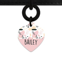 Bailey And Bone Pet Tag Heart / Black Pastel Painted Leaves Pet Tag