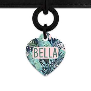 Bailey And Bone Pet Tag Heart / Black Pink And Green Palms Pet Tag