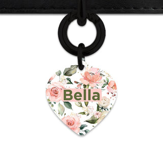 Bailey And Bone Pet Tag Heart / Black Pink And Green Roses Pet Tag