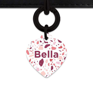 Bailey And Bone Pet Tag Heart / Black Pink And White Terrazzo Pet Tag
