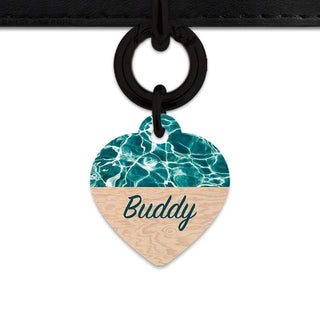 Bailey And Bone Pet Tag Heart / Black Plywood And Water Pet Tag