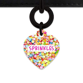 Bailey And Bone Pet Tag Heart / Black Rainbow Sprinkles Pet Tag