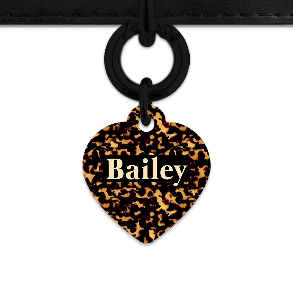 Bailey And Bone Pet Tag Heart / Black Tortoise Shell Pet Tag
