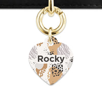 Bailey And Bone Pet Tag Heart / Gold Abstract Safari Pattern Pet Tag