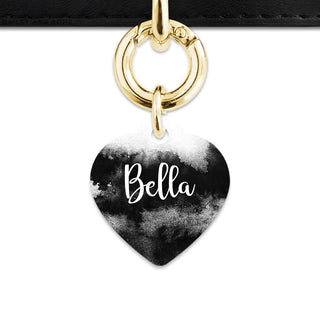 Bailey And Bone Pet Tag Heart / Gold Black And White Ink Marble Pet Tag