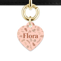 Bailey And Bone Pet Tag Heart / Gold Boho Brown Leaves Pet Tag