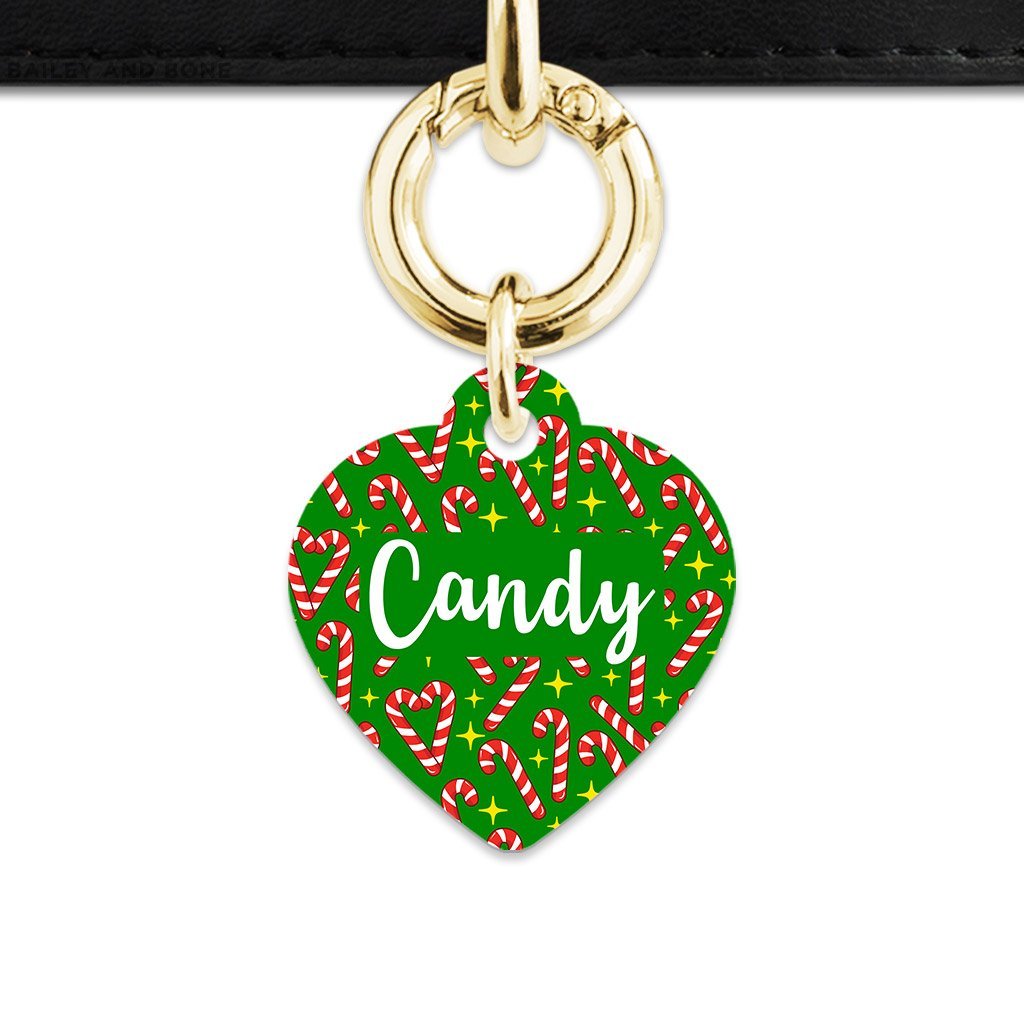 Bailey And Bone Pet Tag Heart / Gold Candy Canes Pet Tag