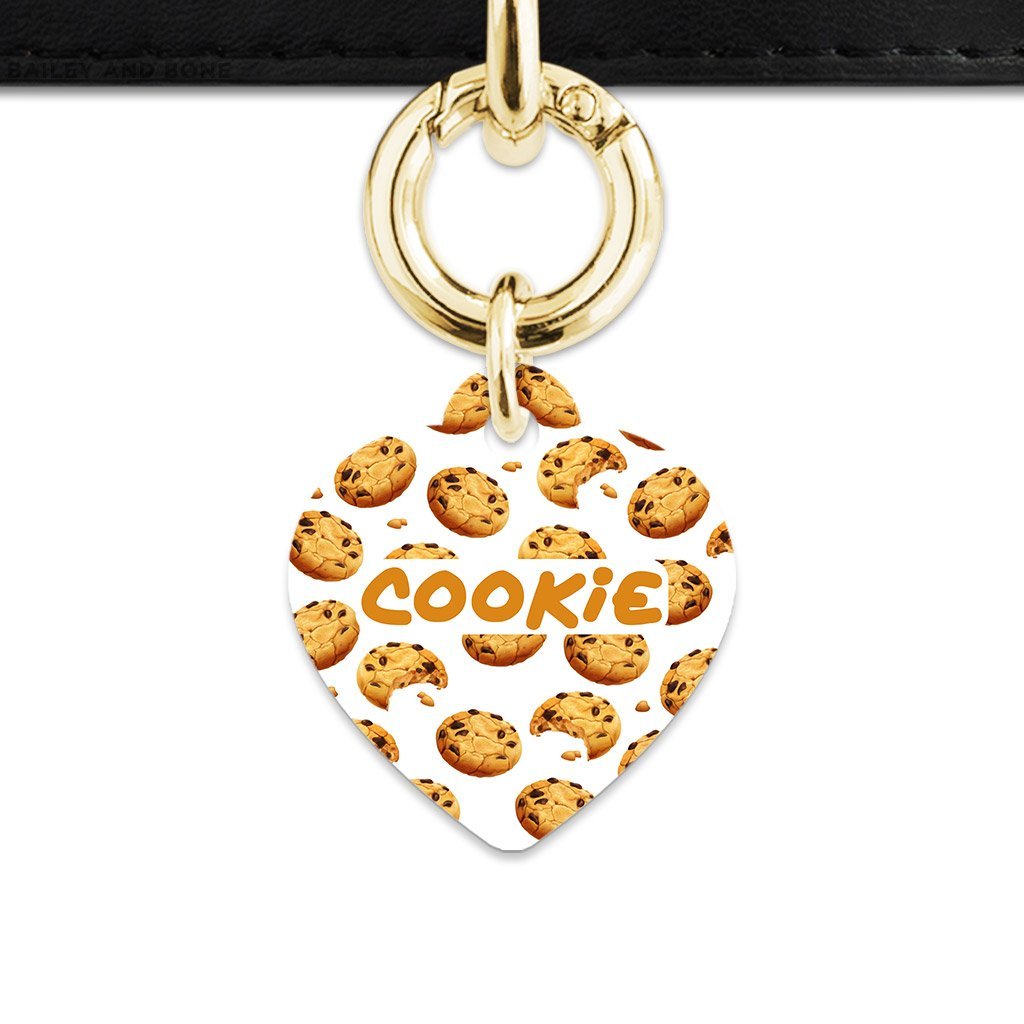 Bailey And Bone Pet Tag Heart / Gold Choc Chip Cookie Pet Tag