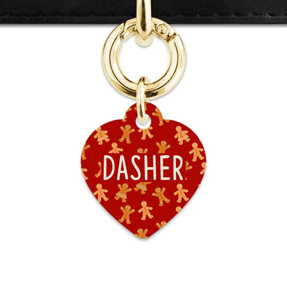 Bailey And Bone Pet Tag Heart / Gold Gingerbread People Pet Tag