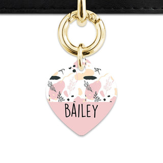 Bailey And Bone Pet Tag Heart / Gold Pastel Painted Leaves Pet Tag