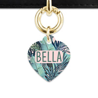 Bailey And Bone Pet Tag Heart / Gold Pink And Green Palms Pet Tag