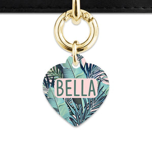 Bailey And Bone Pet Tag Heart / Gold Pink And Green Palms Pet Tag