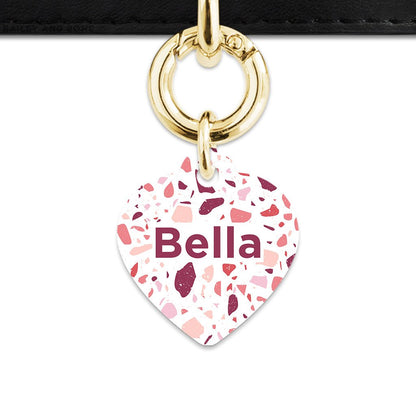 Bailey And Bone Pet Tag Heart / Gold Pink And White Terrazzo Pet Tag