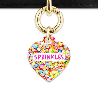 Bailey And Bone Pet Tag Heart / Gold Rainbow Sprinkles Pet Tag