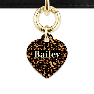 Bailey And Bone Pet Tag Heart / Gold Tortoise Shell Pet Tag