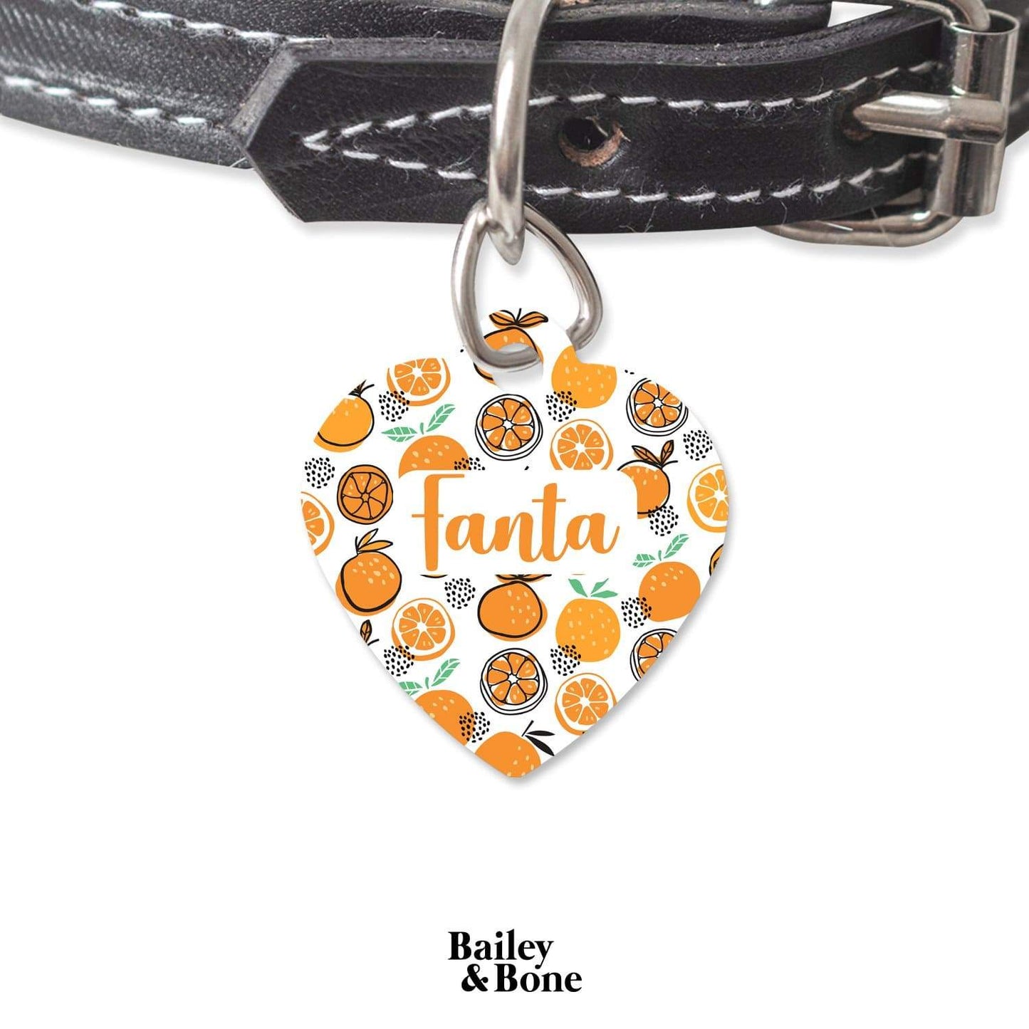 Bailey And Bone Pet Tag Heart Oranges Pattern Pet Tag