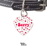 Bailey And Bone Pet Tag Heart Pink And Red Strawberries Pet Tag