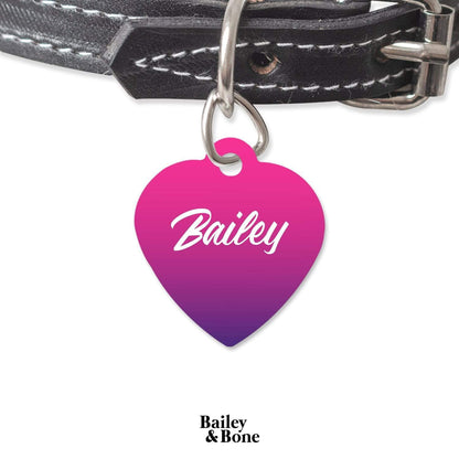 Bailey And Bone Pet Tag Heart Purple Gradient Pet Tag