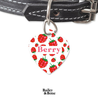Bailey And Bone Pet Tag Heart Red And White Raspberry Pet Tag