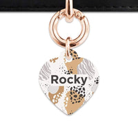 Bailey And Bone Pet Tag Heart / Rose Gold Abstract Safari Pattern Pet Tag