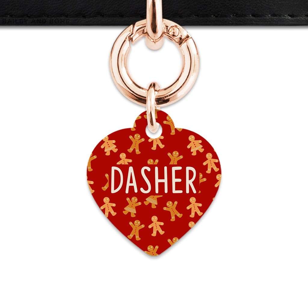 Bailey And Bone Pet Tag Heart / Rose Gold Gingerbread People Pet Tag