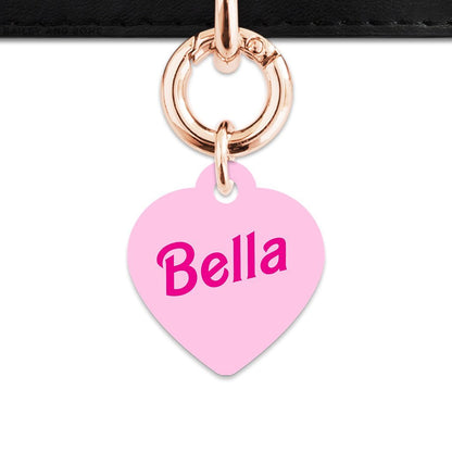 Bailey And Bone Pet Tag Heart / Rose Gold Light Pink Barbie Pet Tag
