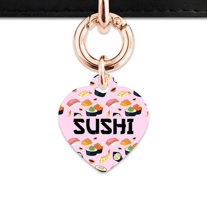 Bailey And Bone Pet Tag Heart / Rose Gold Light Pink Sushi Pattern Pet Tag