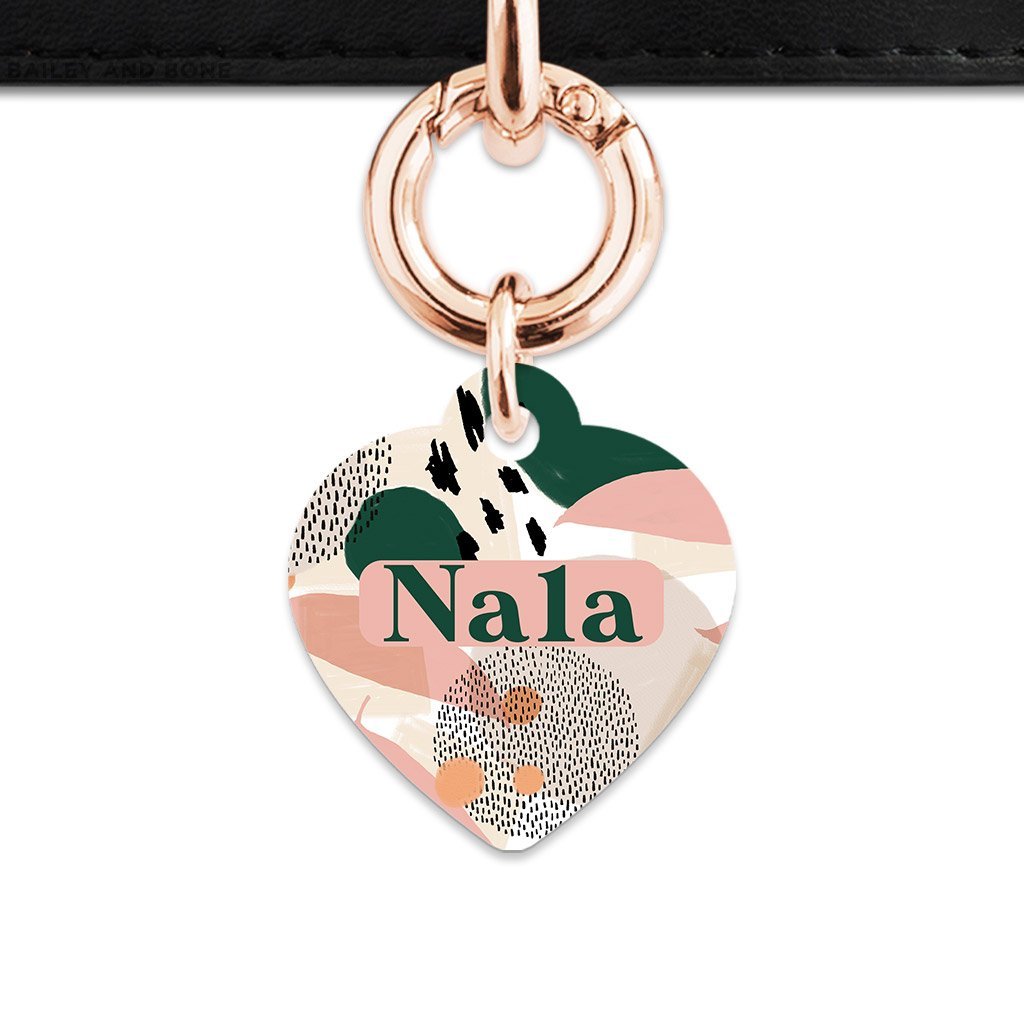 Bailey And Bone Pet Tag Heart / Rose Gold Pastel Abstract Pet Tag