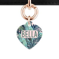 Bailey And Bone Pet Tag Heart / Rose Gold Pink And Green Palms Pet Tag