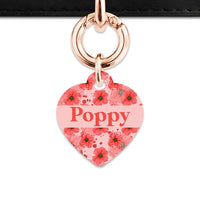 Bailey And Bone Pet Tag Heart / Rose Gold Pink And Red Poppy Pet Tag