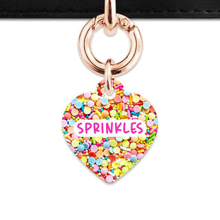 Bailey And Bone Pet Tag Heart / Rose Gold Rainbow Sprinkles Pet Tag