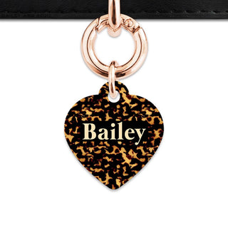 Bailey And Bone Pet Tag Heart / Rose Gold Tortoise Shell Pet Tag