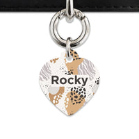Bailey And Bone Pet Tag Heart / Silver Abstract Safari Pattern Pet Tag
