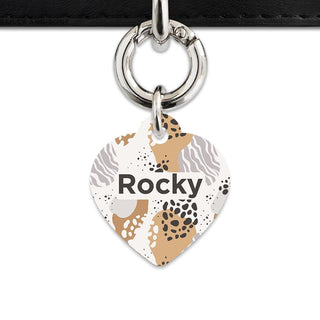 Bailey And Bone Pet Tag Heart / Silver Abstract Safari Pattern Pet Tag