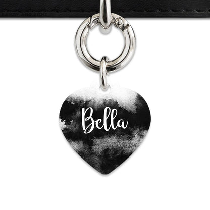 Bailey And Bone Pet Tag Heart / Silver Black And White Ink Marble Pet Tag