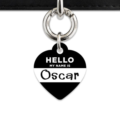 Bailey And Bone Pet Tag Heart / Silver Black Hello My Name Is Pet Tag