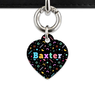 Bailey And Bone Pet Tag Heart / Silver Black Pastel Confetti Pet Tag