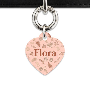 Bailey And Bone Pet Tag Heart / Silver Boho Brown Leaves Pet Tag