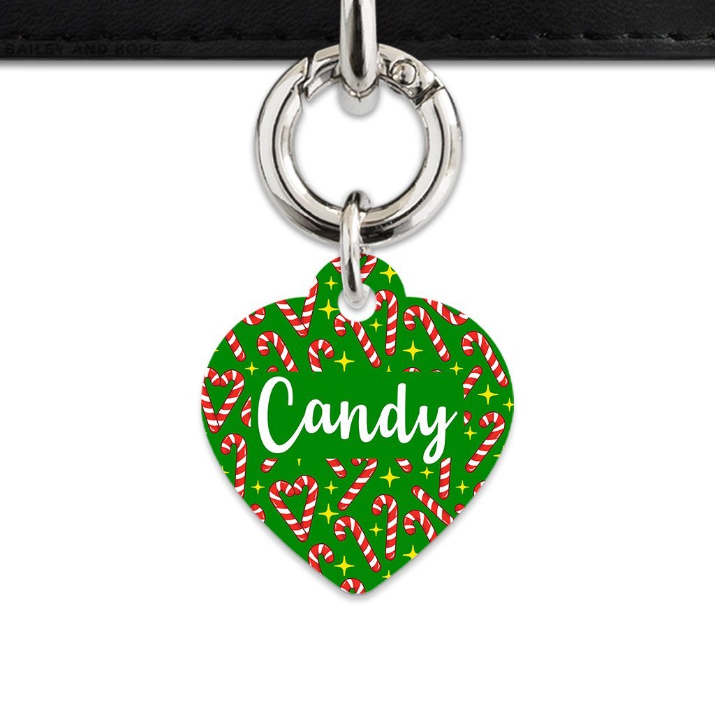 Bailey And Bone Pet Tag Heart / Silver Candy Canes Pet Tag