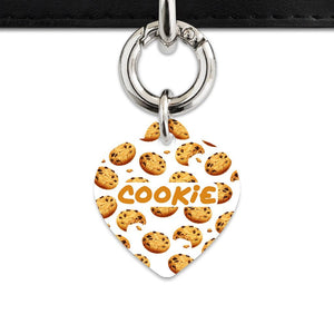Bailey And Bone Pet Tag Heart / Silver Choc Chip Cookie Pet Tag