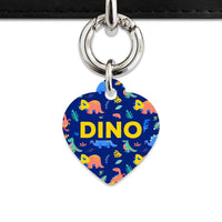 Bailey And Bone Pet Tag Heart / Silver Cute Dinosaur Pattern Pet Tag