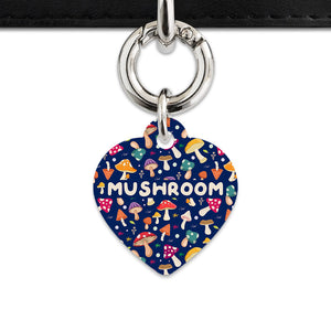 Bailey And Bone Pet Tag Heart / Silver Garden Mushrooms Pet Tag