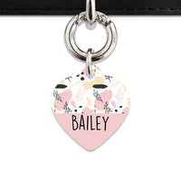 Bailey And Bone Pet Tag Heart / Silver Pastel Painted Leaves Pet Tag