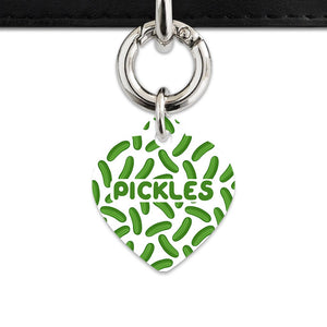 Bailey And Bone Pet Tag Heart / Silver Pickles Pattern Pet Tag