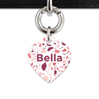 Bailey And Bone Pet Tag Heart / Silver Pink And White Terrazzo Pet Tag